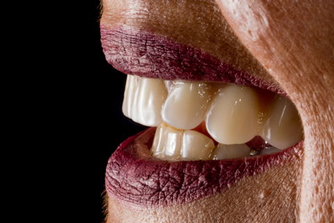 Close-up do sorriso.